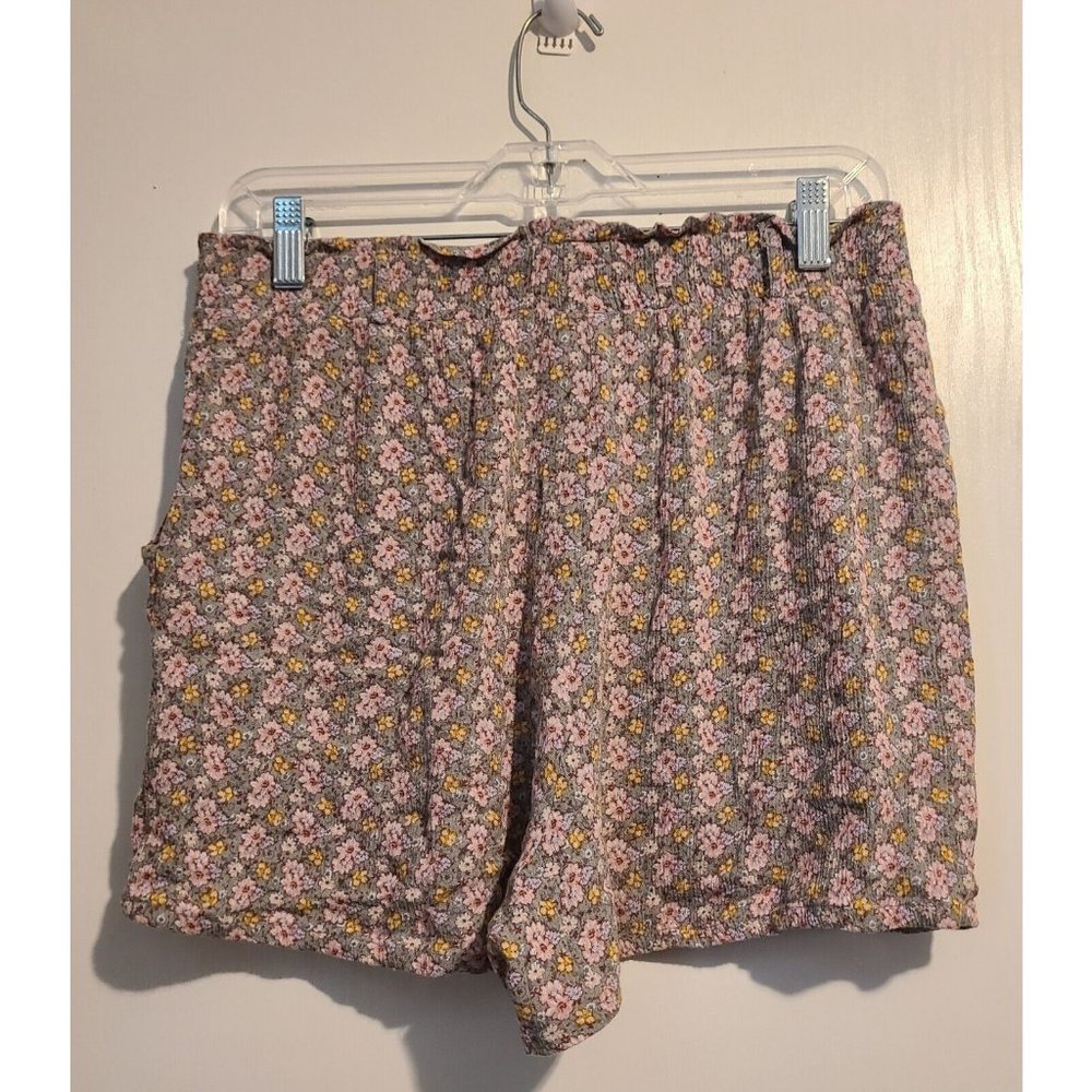 Joe B Joe Benbassett Floral Pink Floral Shorts Elastic Waist Belt Loops Size XL